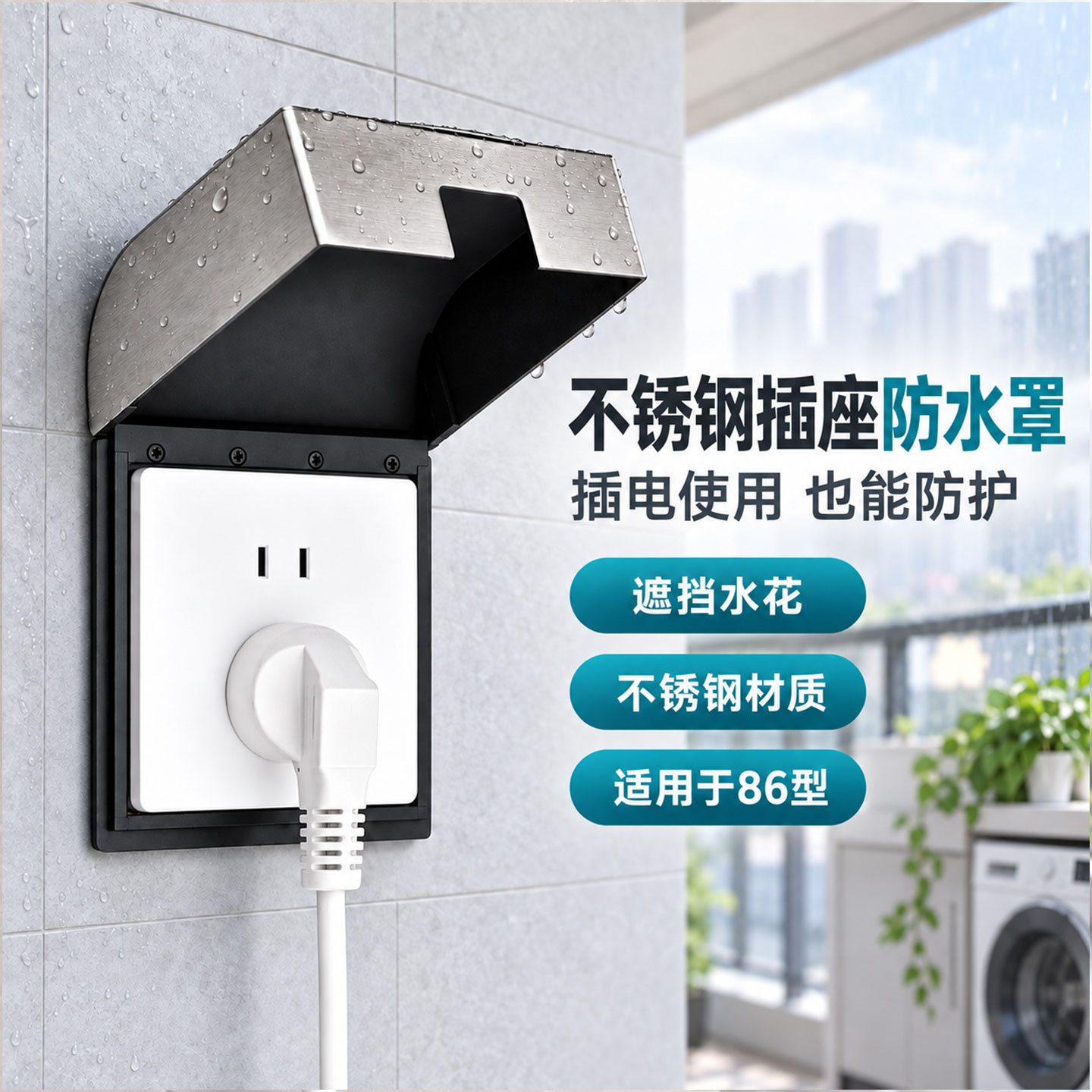 不锈钢86型开关插座防溅盒