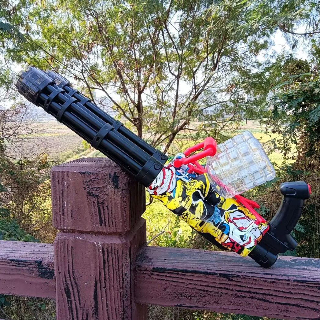 跨境加特林软弹枪龙卷风双管酷炫灯光旋转电动发射器模型儿童玩具