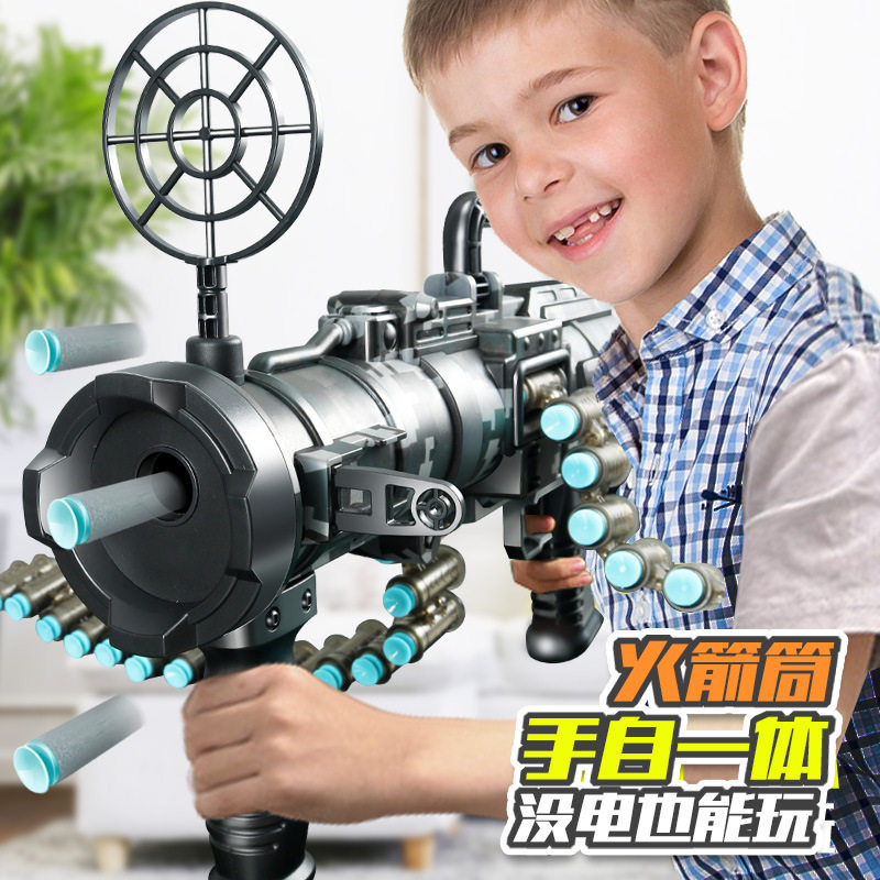 男孩玩具枪狙击炮电动玩具手自一体软弹枪火箭炮数码迷彩弹链模型