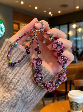 轻奢小众玫瑰手机挂链女士