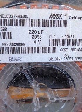 全新NOJD227M004RWJ 贴片钽电容铌氧化物电容器4V220uF 227G  AVX