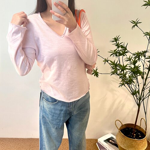 宅女at同款100%竹节棉长袖T