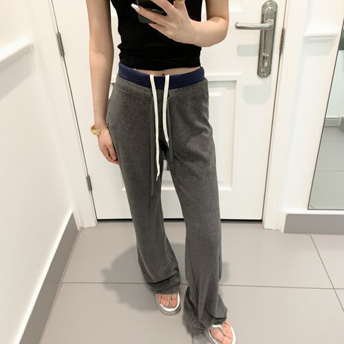 宅女【现货】双腰抽绳直筒休闲裤