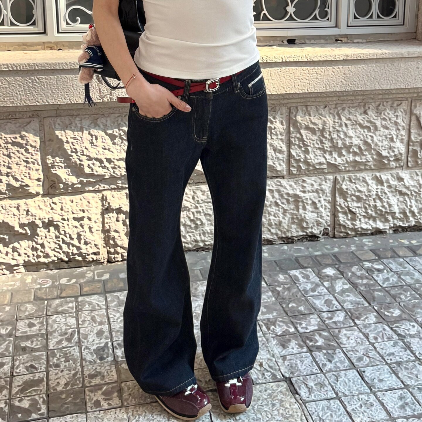 原牛丹宁直筒版型显瘦牛仔裤