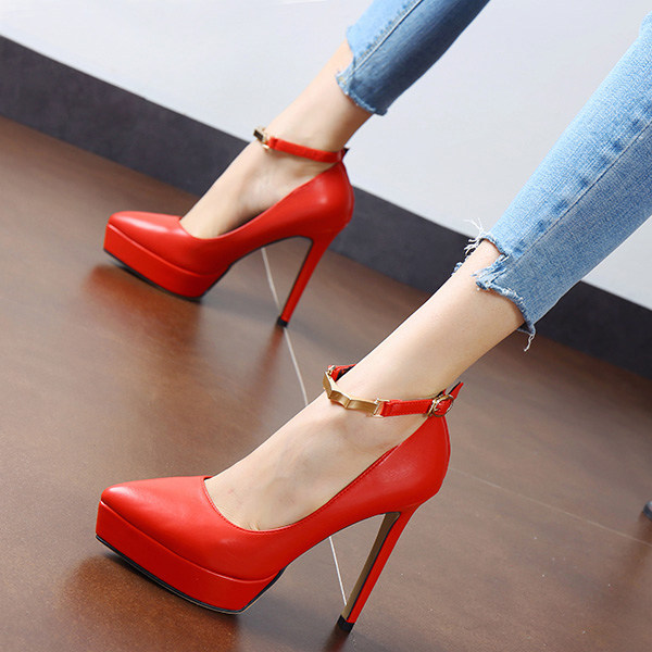 Spring new pattern Tip one word Buckle High-heeled shoes Stiletto The thickness of the bottom Waterproof Red Wedding shoes Women's Shoes Single shoesin the Women's Shoes, Low shoes  category - from Buy2taobao.com to provide professional Taobao agent buy service