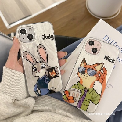 笑笑鸭物城适用iPhone16手机壳苹果15promax朱迪14尼克13奶油镜子