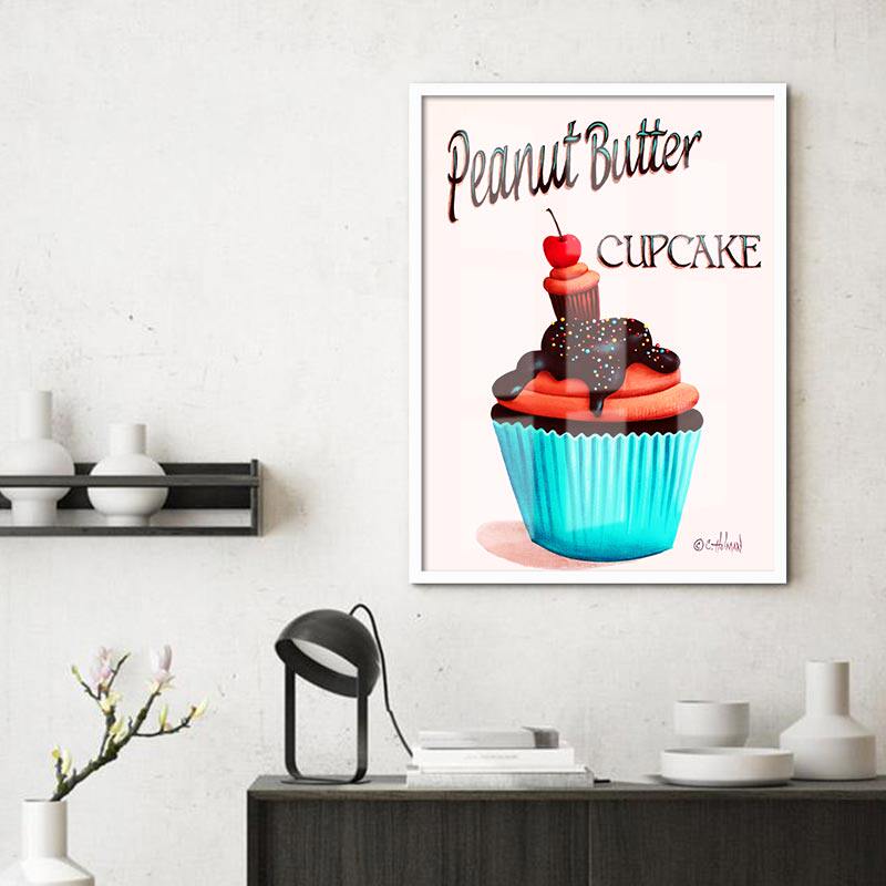 欧式复古甜品店装饰画咖啡厅餐厅挂画饭厅背景墙画小尺寸有框壁画