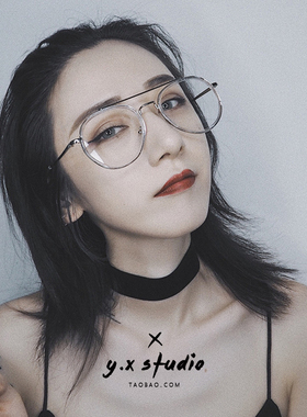 2024近视眼镜框学生镜飞行员式蛤蟆镜大框平光镜可配近视原宿框架