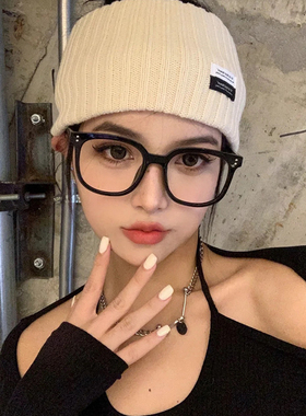 方形黑色眼镜框女潮大脸ins风平光素颜镜男大框近视散光可配度数