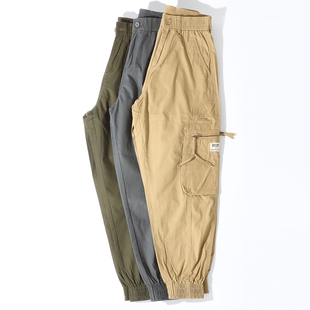 男配马丁靴春夏潮牌痞帅宽松束脚九分休闲裤 美式 复古工装 裤 子男士