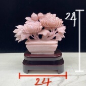 岫玉牡丹花摆件一生富贵俏色雕刻680元 厂家直销实木环保底座 包邮