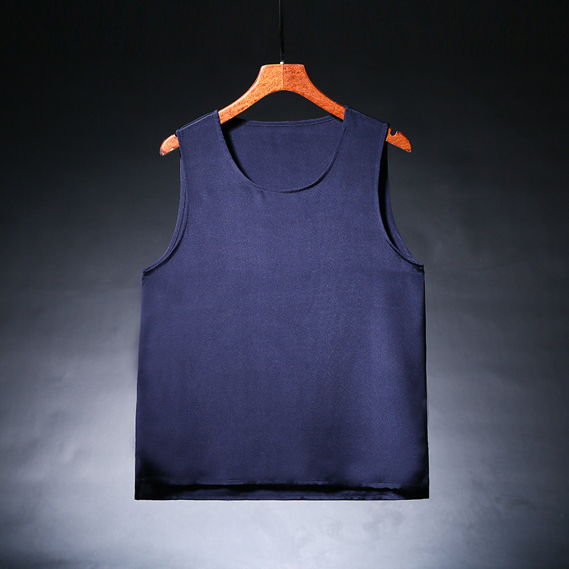 真丝背心男夏季薄款桑蚕丝无袖内搭上衣大码外穿宽松打底衫新款