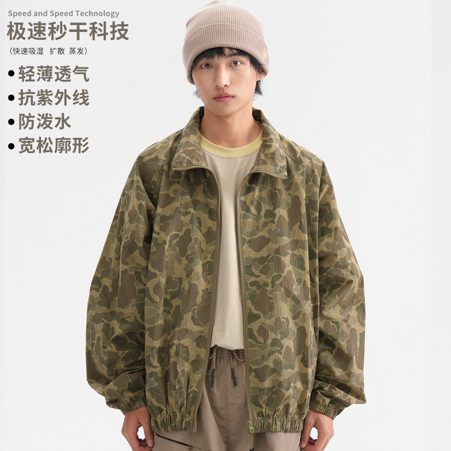 春夏迷彩立领防晒衣宽松轻薄透气防紫外线男女款户外速干休闲外套