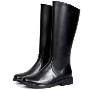冬季马靴男士皮靴真皮长筒棉靴加绒保暖羊毛马术高筒仪仗队阅兵靴