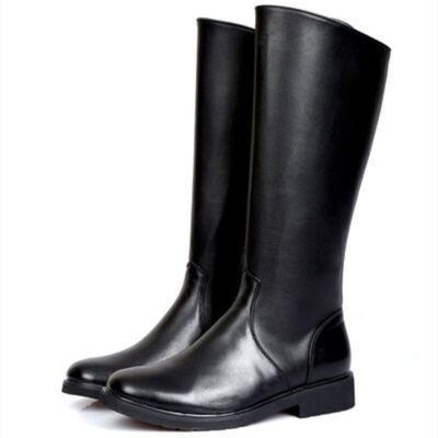 冬季马靴男士皮靴真皮长筒棉靴加绒保暖羊毛马术高筒仪仗队阅兵靴