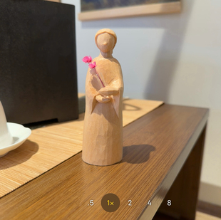 治愈系女孩木雕摆件花器花瓶质朴田园风创意治愈系礼物