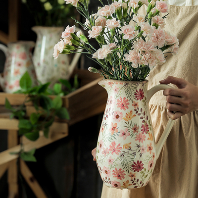 复古陶瓷花瓶摆件客厅插花轻奢高级感干花创意艺术田园风雪柳法式