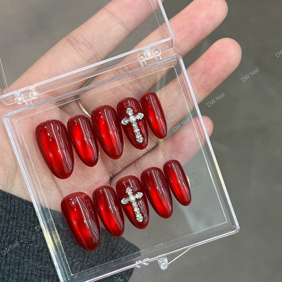 【DW轻奢Nail】红水晶.显手白高级小众穿戴甲美甲假指甲手工定制