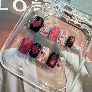 【DW轻奢Nail】树莓甜心 猫眼小众穿戴甲亮片假指甲手工定制短