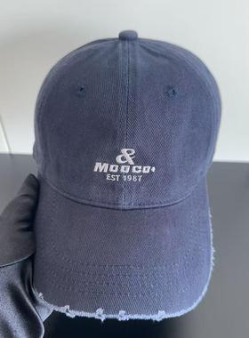 凉芳~韩系显脸小鸭舌帽女复古破洞刺绣帽子百搭软顶棒球帽