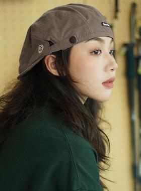 反戴字母贝雷帽大头围春夏鸭舌复古帽子男女日系前进帽男士画家帽
