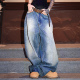 宽松牛仔裤 水洗阔腿直筒裤 男女同款 Gecko美式 梨形身材拖地牛仔裤