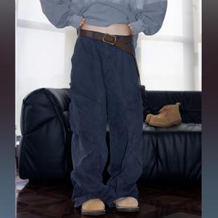 GECKOGOGO美式街头复古水洗做旧大口袋宽松工装裤男女同款