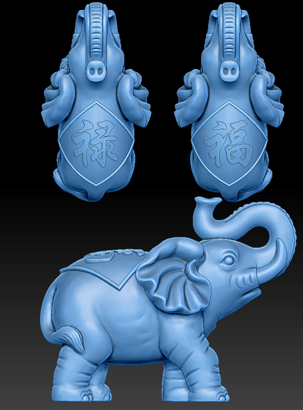 圆雕图 三维立体图 stl obj 格式   福禄大象