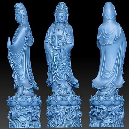 圆雕图 三维立体 stl 3D打印 模型 精品净瓶观音ok