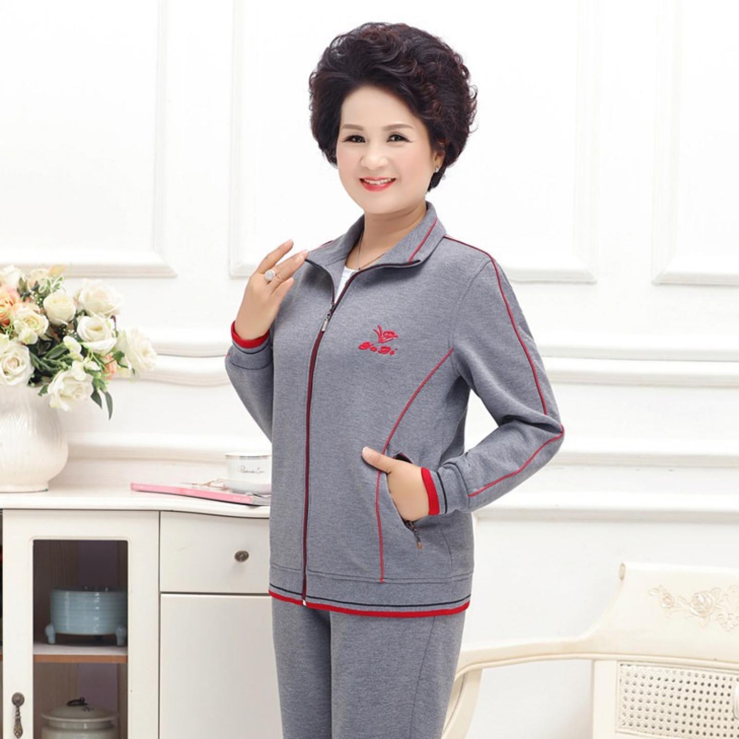 妈妈运动服套装新款卫衣外套