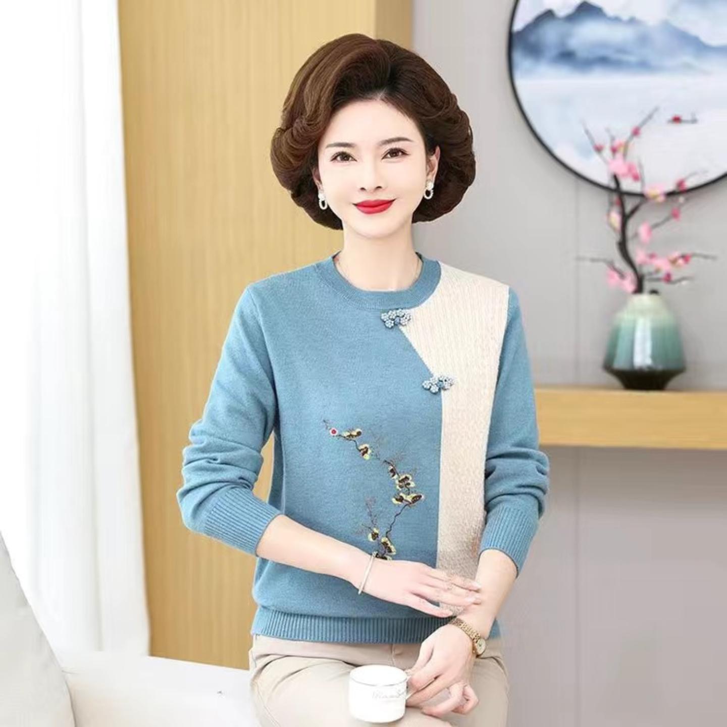 年轻妈妈装打底衫复古风中老年