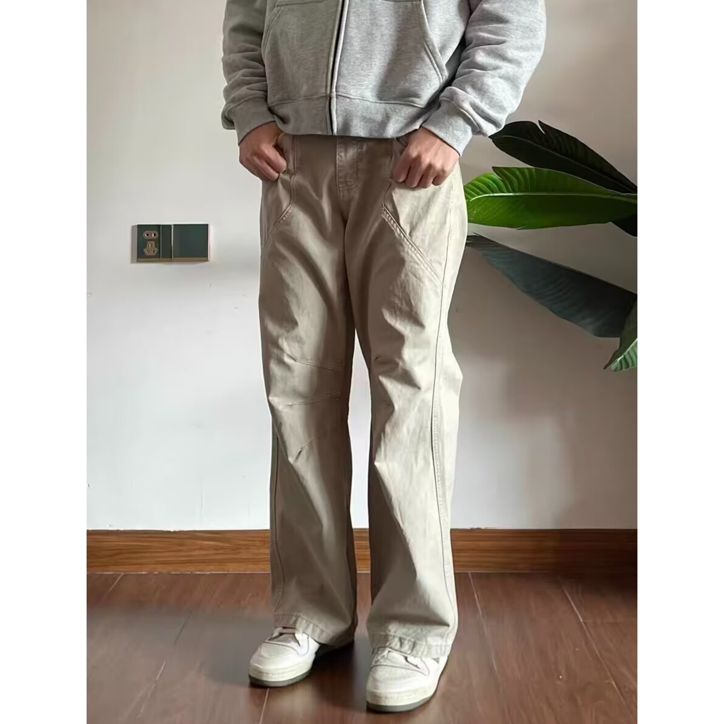 美式复古直筒宽松休闲水洗工装裤