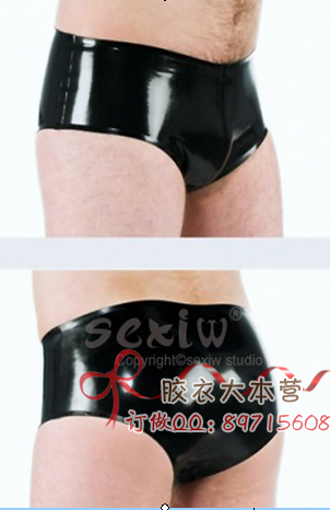 包邮 莺密时尚乳胶紧身平脚裤 男士乳胶内裤cd变装 纯手工定做