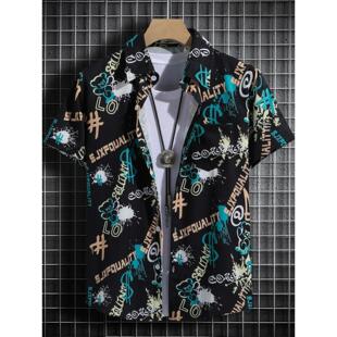 港风复古夏威夷短袖vintage花衬衫男雅痞情侣潮牌日系沙滩服衬衣