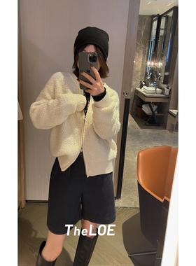 TheLOE/百分百绵羊毛圆领粒绒拉链全羊毛外套#LE-5798