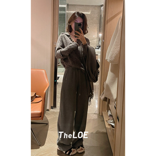 骆衣衣TheLOE 莱赛尔羊毛百搭休闲醋酸抽绳高腰休闲裤