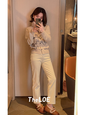 骆衣衣TheLOE/572g-579g重磅水洗棉质简约高腰显瘦牛仔法棍裤