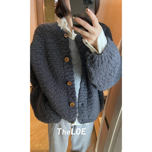 809g百搭圆领开衫 775 外套 大肚纱羊毛外套 骆衣衣TheLOE