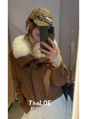 骆衣衣TheLOE/狐狸毛90白鸭绒百搭休闲减龄时尚感羽绒皮衣外套