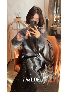 骆衣衣TheLOE/天丝人棉宽松显瘦遮肉带腰带波点加绒休闲裤