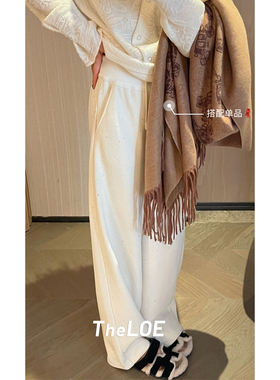 骆衣衣TheLOE/松紧腰百搭休闲高腰宽松抽绳长裤