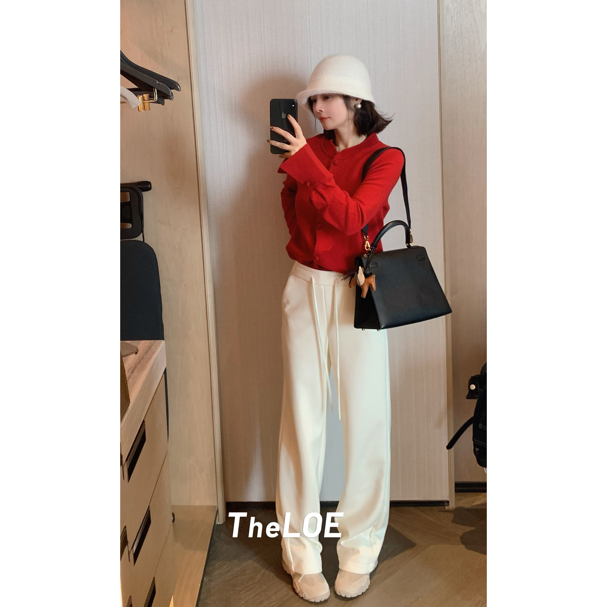 骆衣衣TheLOE/醋酸羊毛抽绳高腰宽松显瘦遮肉百搭九分休闲裤,女装/女士精品,休闲裤,淘宝优惠券,粉丝福利购,淘宝优惠卷