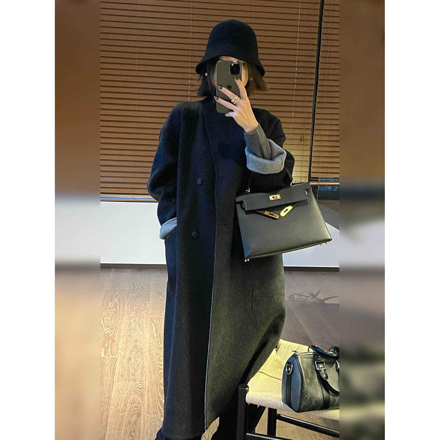 骆衣衣绵羊毛羊驼毛混穿毛呢外套