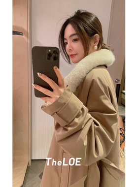 骆衣衣TheLOE/90白鹅绒莱赛尔棉复古简约减龄长款羽绒风衣