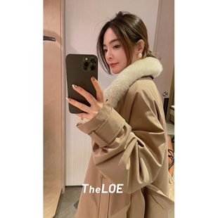 骆衣衣TheLOE/90白鹅绒莱赛尔棉复古简约减龄长款羽绒风衣
