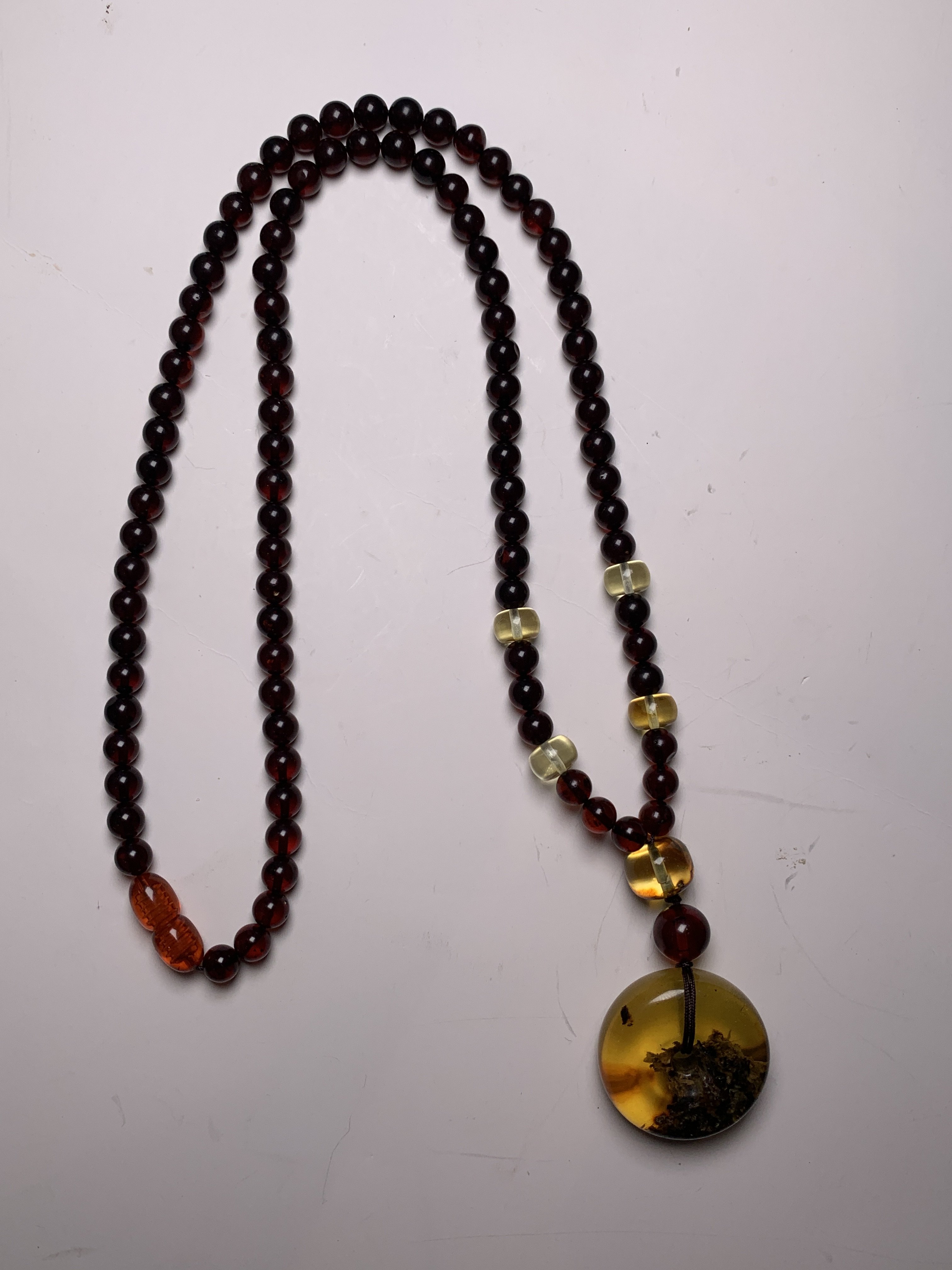 波罗的海天然琥珀蜜蜡植物珀灵草珀平安扣搭配血珀项链套装