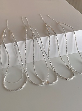 碎银子项链女小众设计感个性简约百搭气质时尚双层珍珠颈链锁骨链