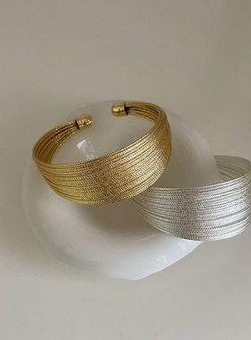 感多层金属手镯女小众设计感复古个性简约百搭气质时尚手饰