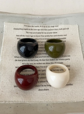 韩国ins博主同款椭圆树脂扳指戒指女个性时尚气质百搭指环戒子