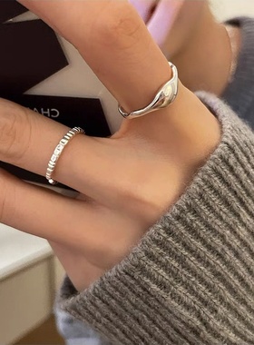 不规则金属开口戒指套装女小众设计感个性简约百搭气质时尚指环